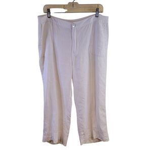 Signed Olsem 100% linen white cropped pants - 14.       F47